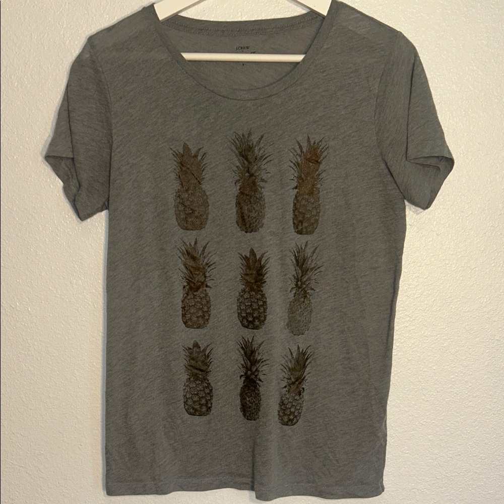 J. Crew Gray Pineapple Print Short Sleeve Tee